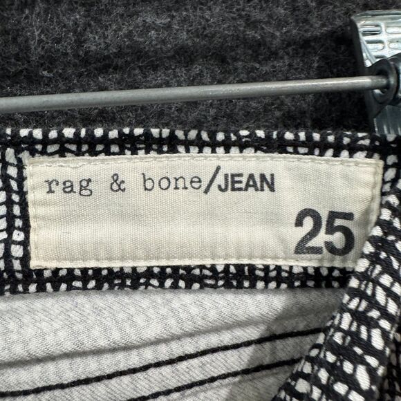 Rag & Bone Jeans Pants Women's 25 Black White Skinny Zip Ankle Made USA Linton - Picture 3 of 10